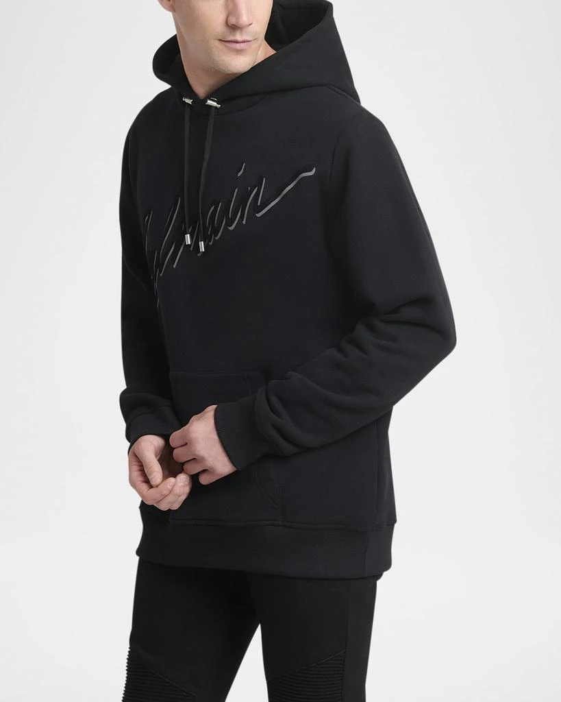 Balmain Men's Flocked Script Hoodie 4