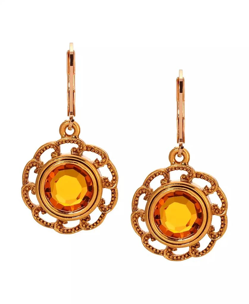 2028 Round Crystal Filigree Drop Earrings 2