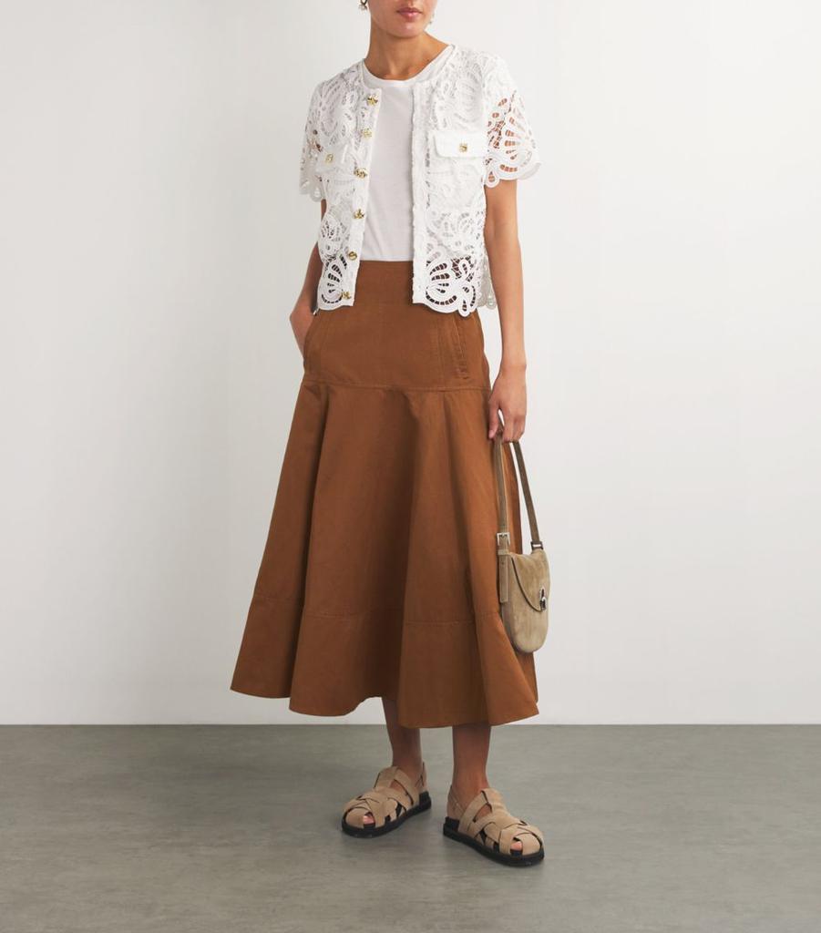 ME+EM Linen-Blend A-Line Skirt