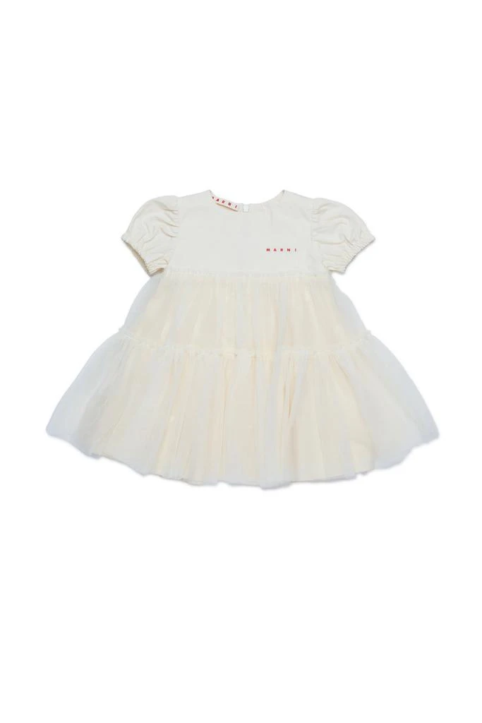 Marni Marni Kids Logo Embroidered Balloon Sleeved Dress 1