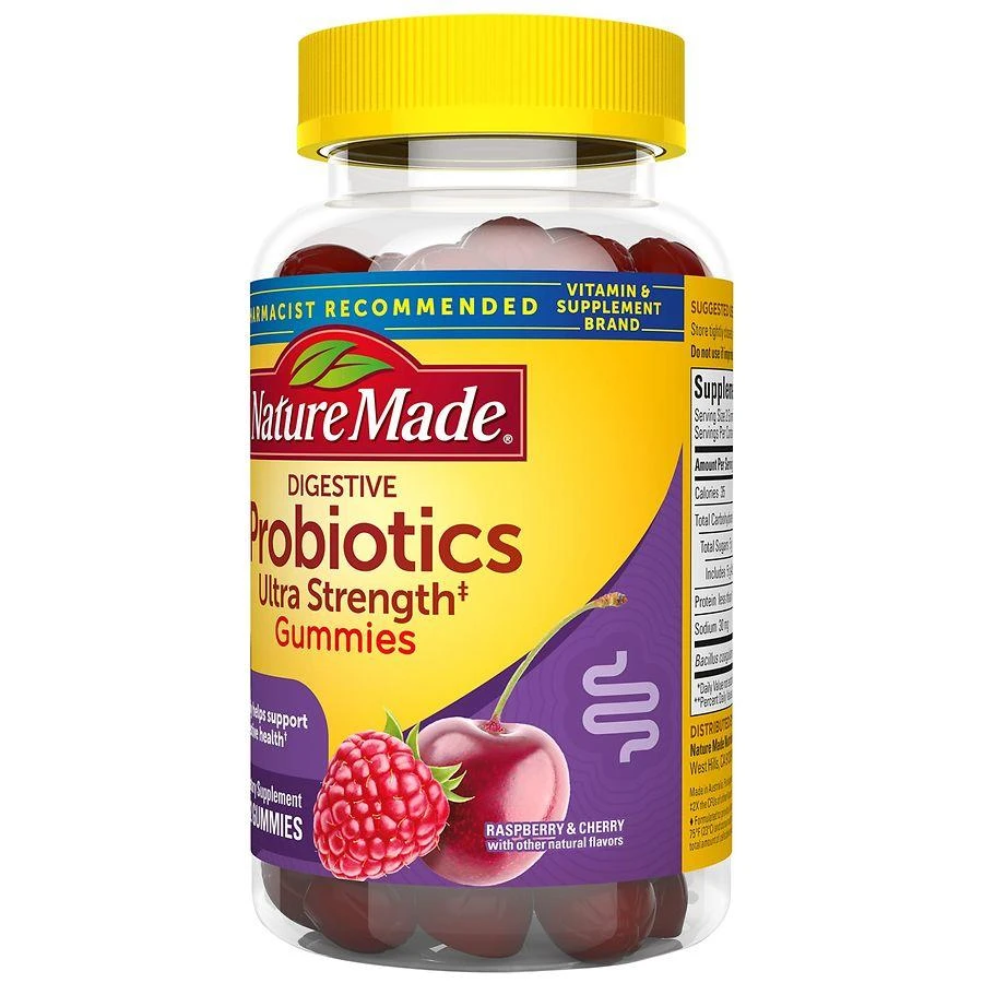 Nature Made Ultra Strength Digestive Probiotics Gummies Raspberry & Cherry 9