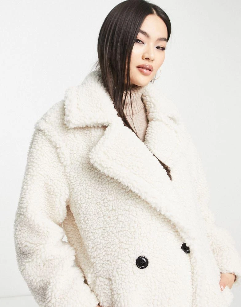 UGG UGG Gertrude long teddy coat in winter white 3