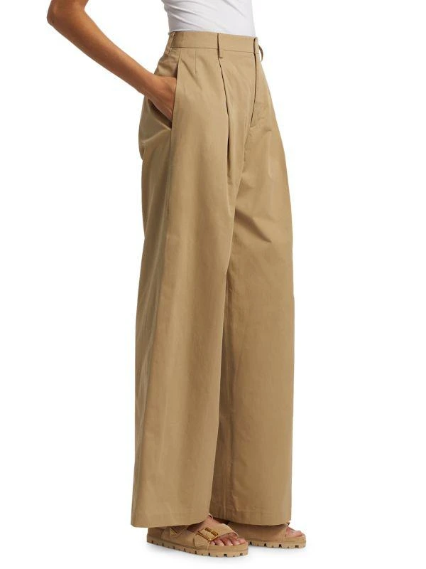 FRAME Pleated Cotton Wide-Leg Pants 3
