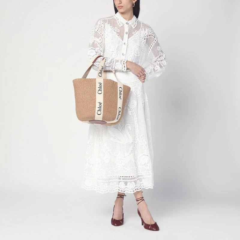Chloé Woody large basket bag with white ribbon 2