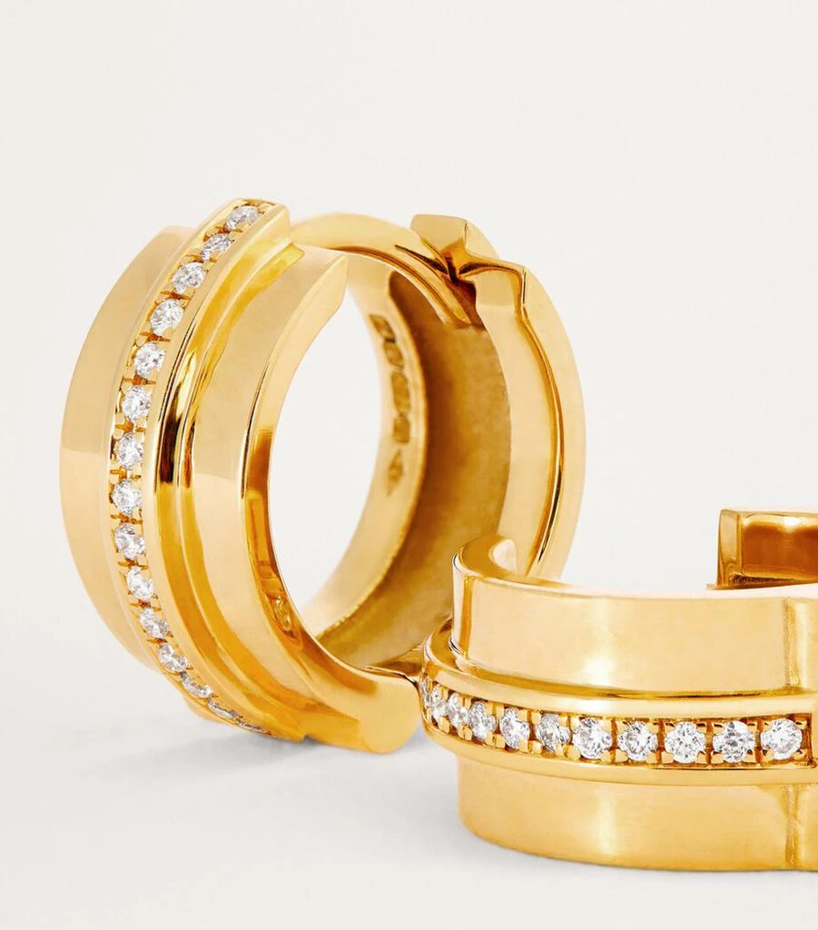 Azlee Yellow Gold and Diamond Staircase 3-Tier Huggie Earrings 6