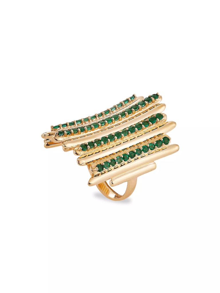 Ileana Makri Grass 18K Yellow Gold & Emerald Fence Ring