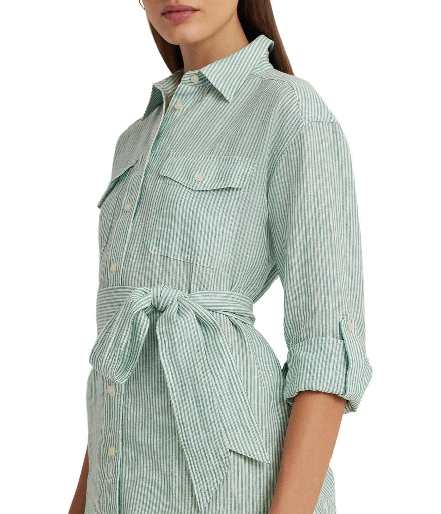 Ralph Lauren Petite Relaxed Fit Striped Belted Linen Shirt 3
