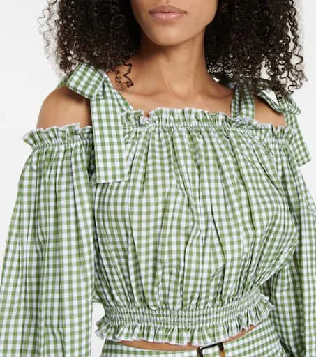Alexandra Miro Gingham cotton crop top 4