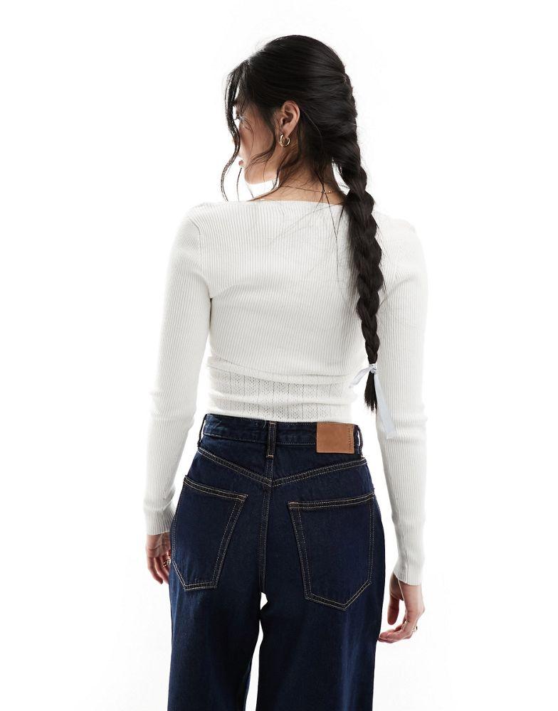 Hollister Hollister long sleeve knitted top in white