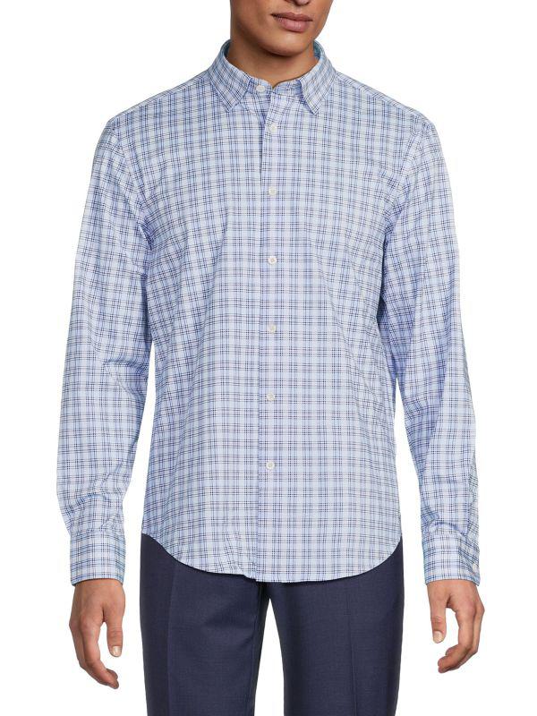 BUGATCHI Plaid Curved Hem Shirt