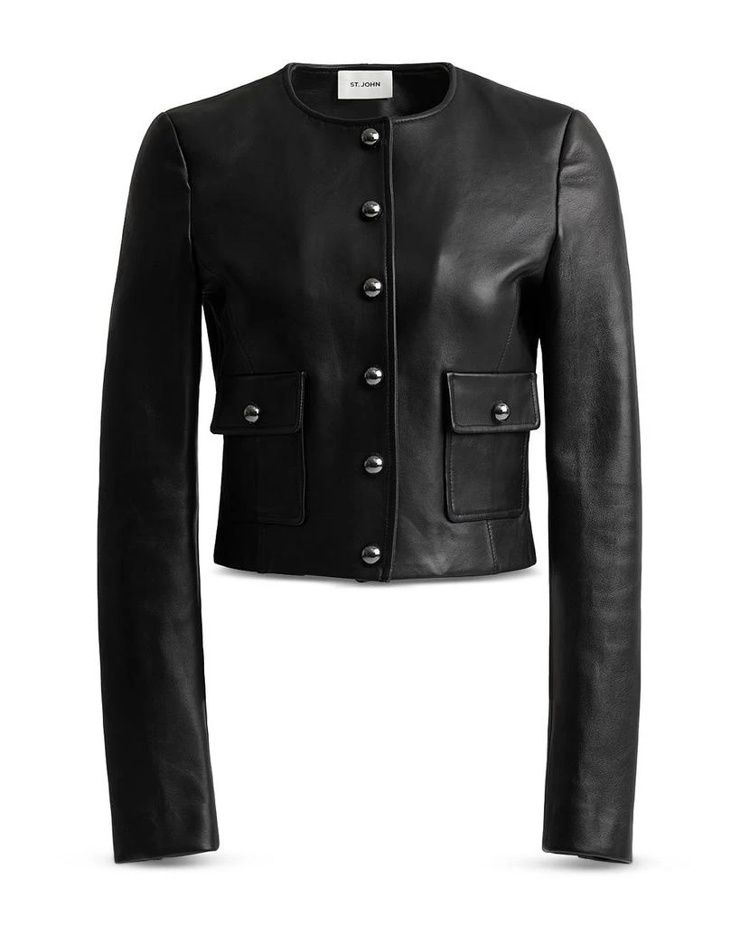 St. John Cropped Leather Jacket 7