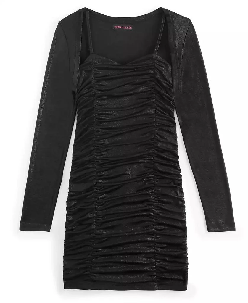 With Jules Big Girls Ruched Sleeveless Dress & Shrug Set 1