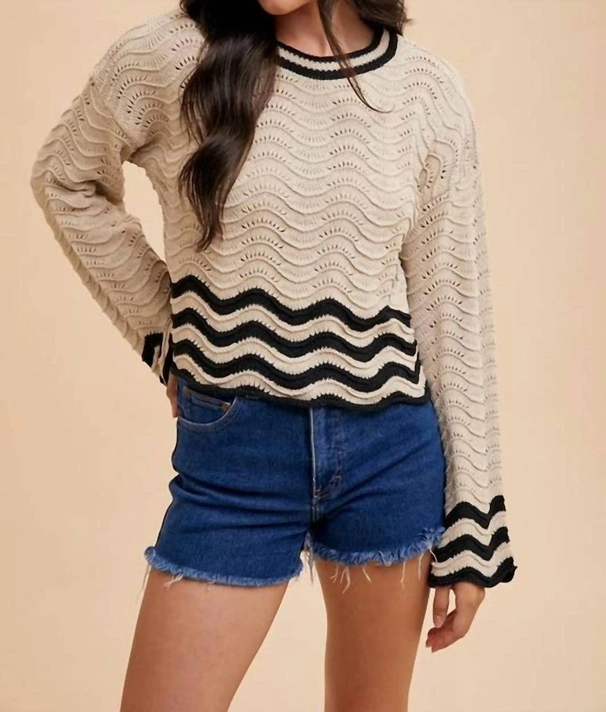AnnieWear Anniewear - Scallop Edge Pointelle Sweater 1
