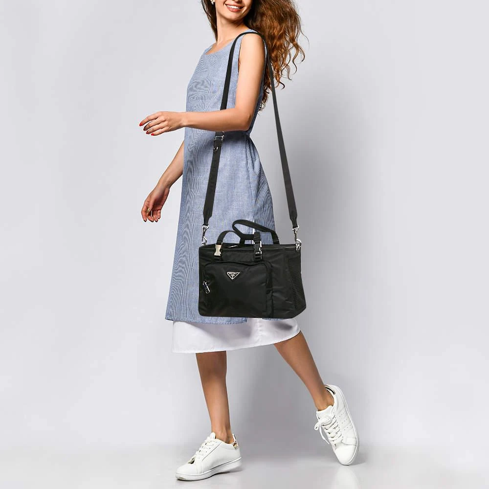 Prada Prada Black Re-Nylon and Leather Pet Bag 2