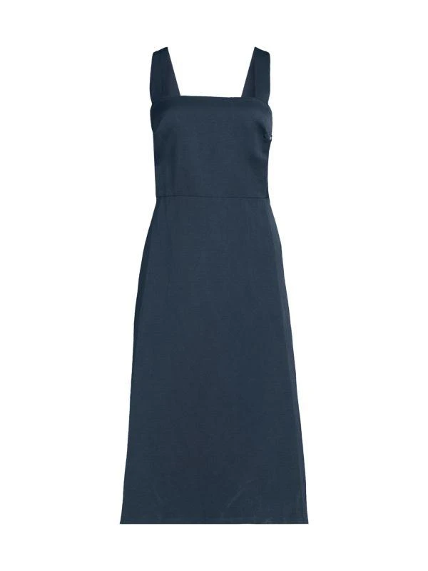 Theory Squareneck Linen Blend Midi Dress 3