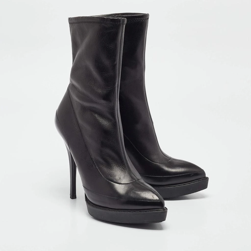 Gucci Gucci Black Leather Wimbledon Platform Ankle Boots Size 38.5 4