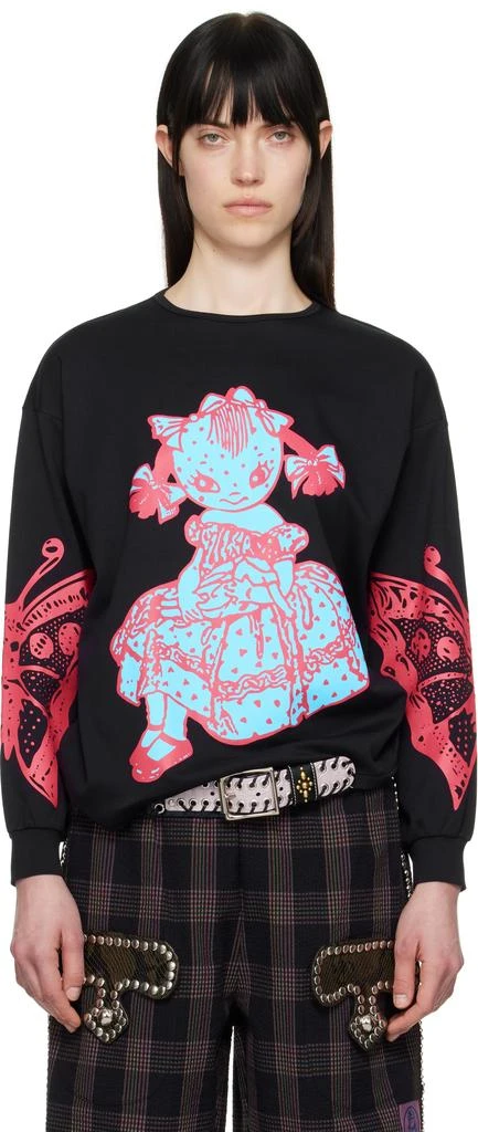 CHOPOVA LOWENA Black Dotty Oversized Jersey T-shirt 1