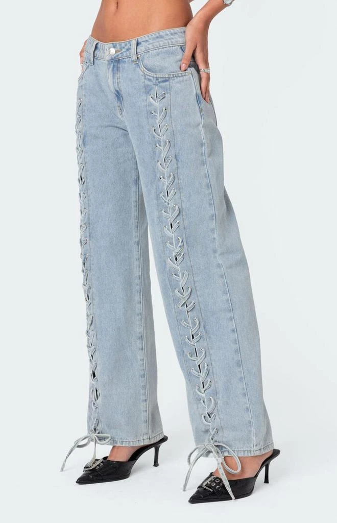 Edikted Laced Up Low Rise Jeans 5