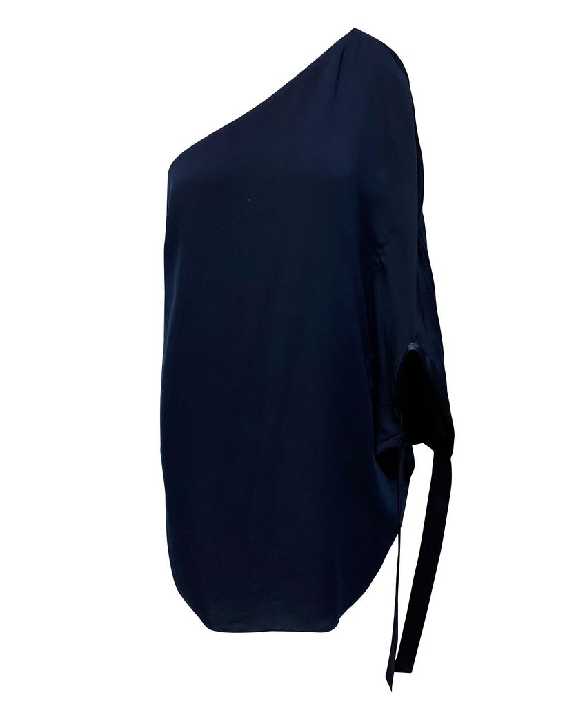 Halston Heritage Halston Heritage One Shoulder Dress in Navy Blue Polyester