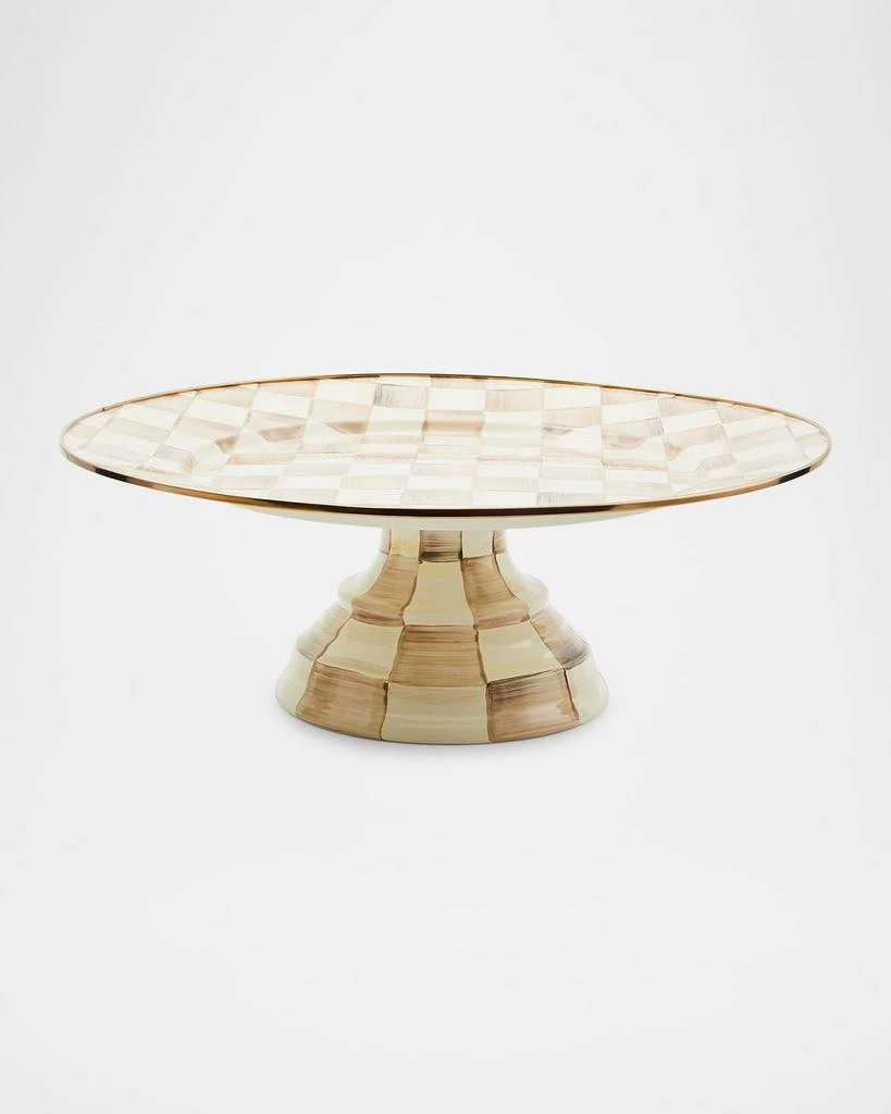 MacKenzie-Childs Mocha Check Small Pedestal Platter 1