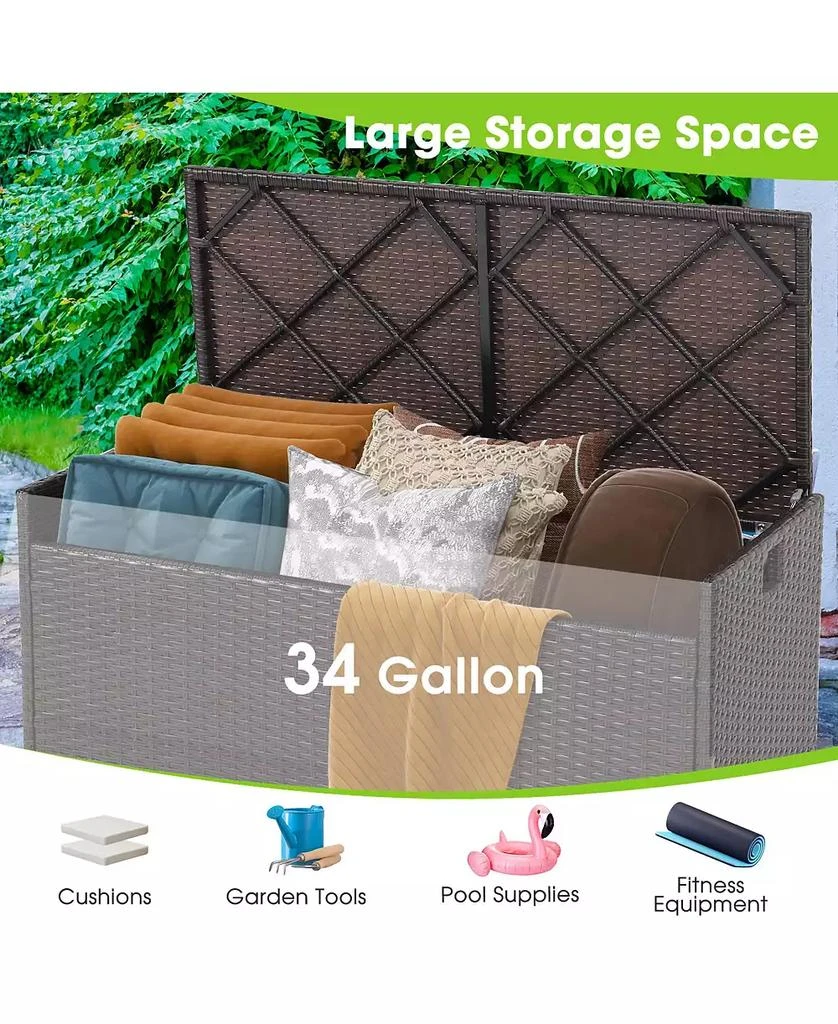 GOUUN 34 Gallon Patio Storage Bench with Seat Cushion and Zippered Liner 4