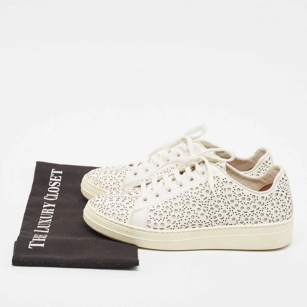 Alaia Alaia White Laser Cut Leather Low Top Sneakers Size 37 9