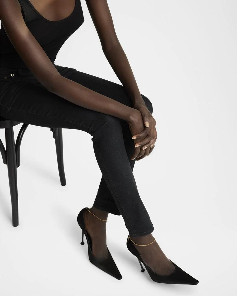Yves Saint Laurent Satin YSL Ankle-Chain Pumps 2