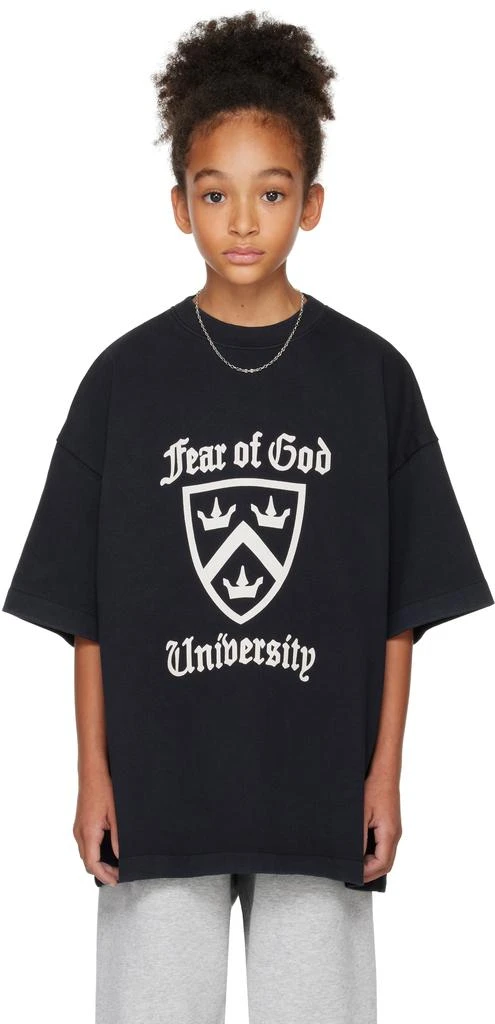 Essentials Kids Black Heavy Crewneck T-shirt 1