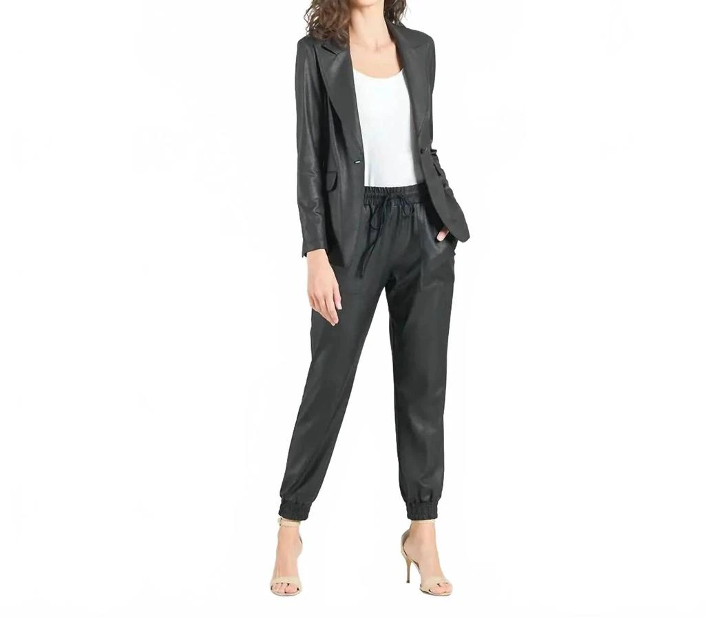 CLARA SUNWOO Liquid Leather Signature Pocket Blazer In Black 2