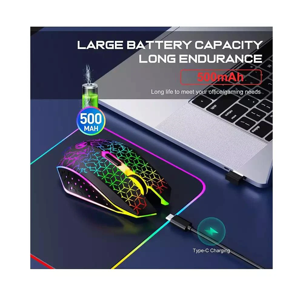 risokeys Dual Mode Wireless Gaming Mouse 2.4G and Bluetooth 5.2 RGB Silent 3 Speed DPI 10