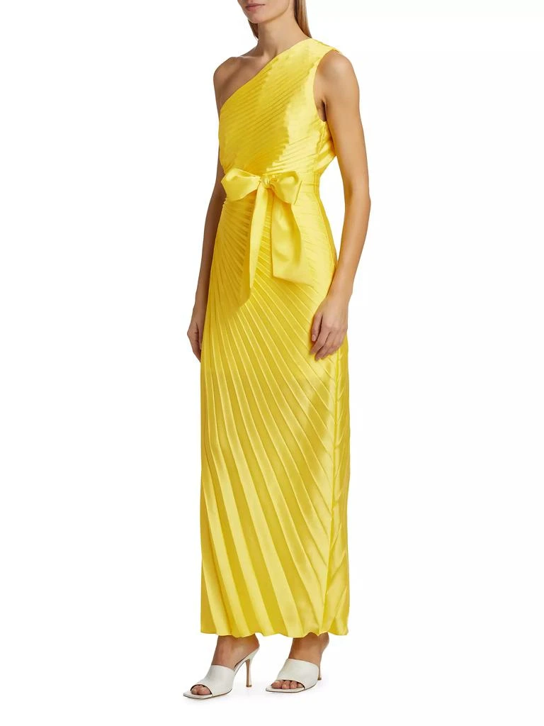 Milly Estelle Pleated Satin One-Shoulder Dress 4