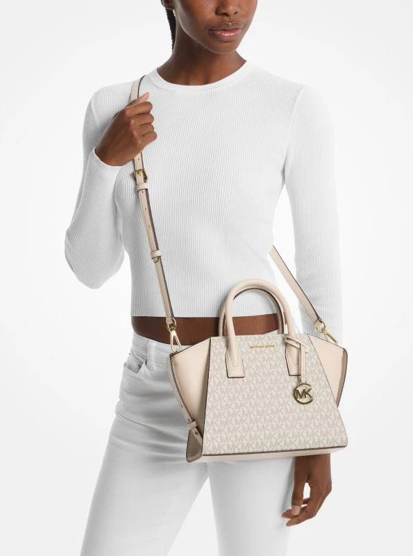 Michael Kors Avril Small Logo and Leather Satchel 4