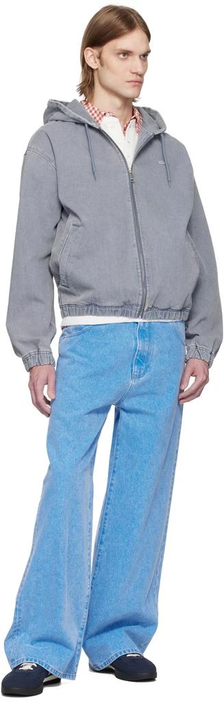 Lacoste Gray Washed Effect Hooded Denim Jacket 4