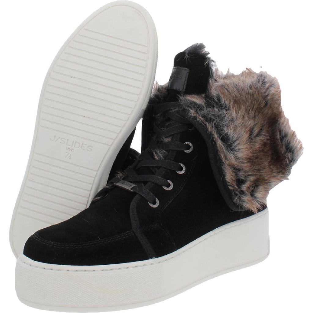 J/Slides Mosey Womens Suede Faux Fur Casual and Fashion Sneakers