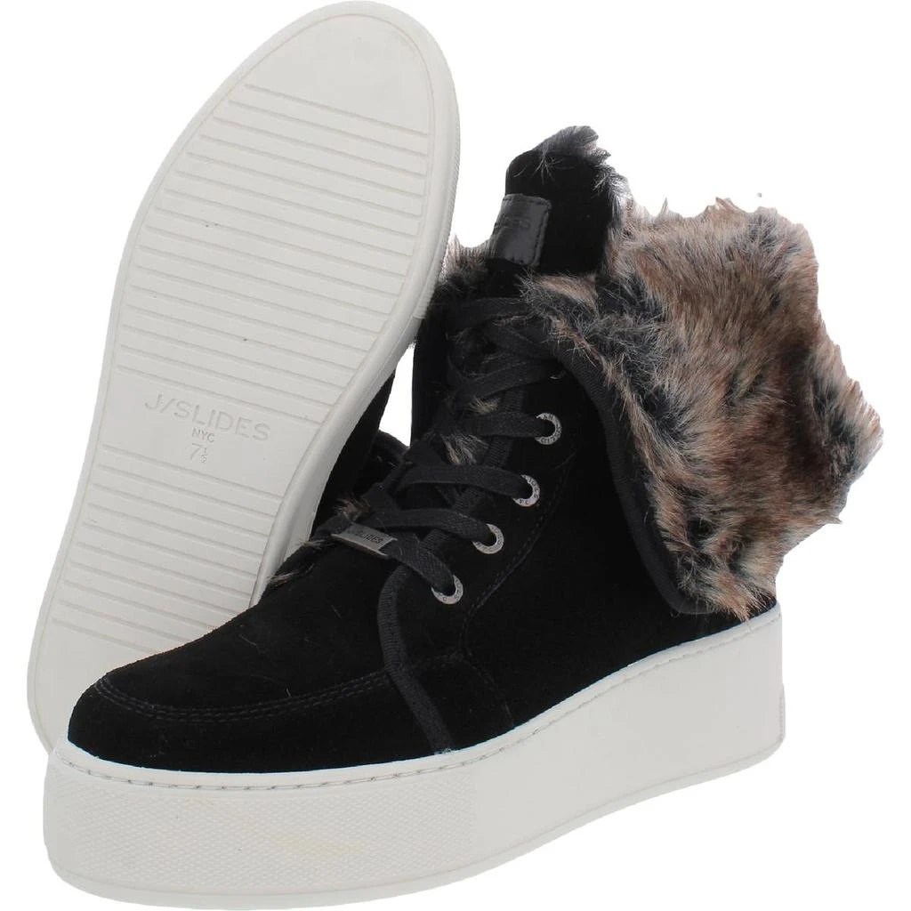J/Slides Mosey Womens Suede Faux Fur Casual and Fashion Sneakers 3