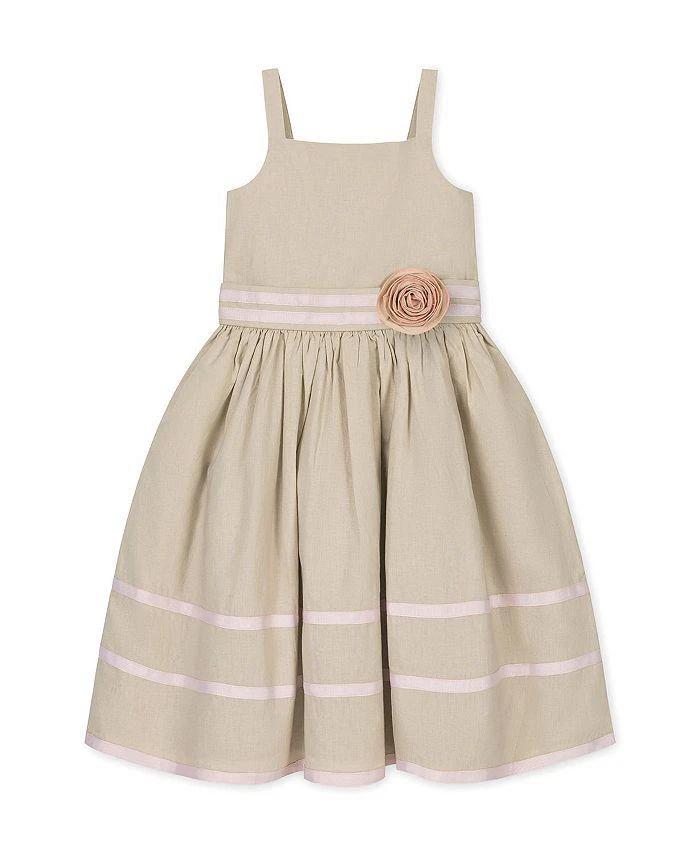 Hope & Henry Girls' Linen Cami Rosette Dress - Little Kid, Big Kid