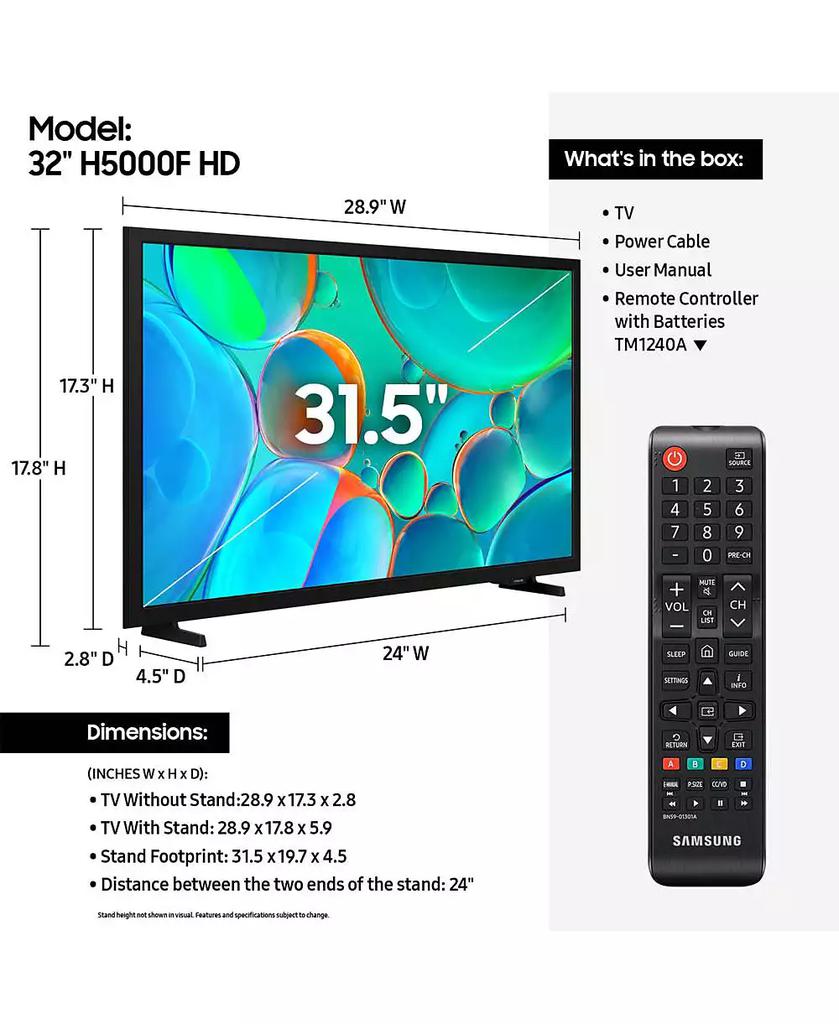 SAMSUNG 32" Class H5000F Series HD Smart LED TV - UN32H5000FFXZA