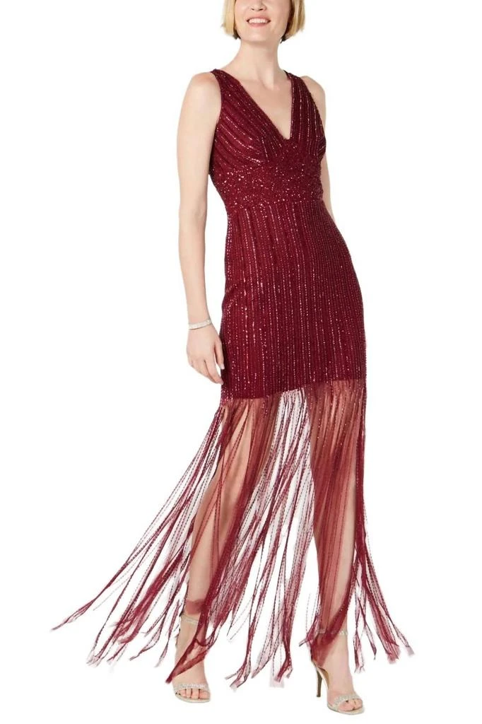 chinese dress ladies One-Shoulder Long Satin Crepe Mermaid Gown In Bordeaux Glow main image 1