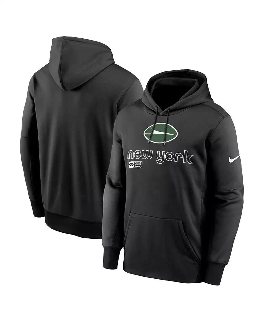 NIKE Men's Black New York Jets Performance Pullover Hoodie 1
