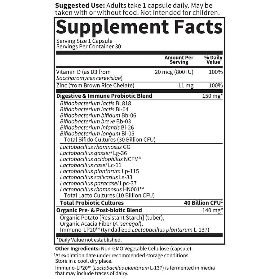 Garden of Life Dr. Formulated Digestive & Immune + Zinc 3