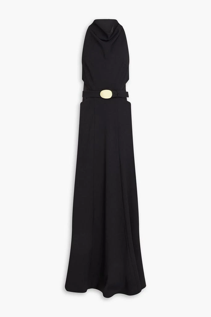 NICHOLAS Ellianna belted cutout crepe gown 1