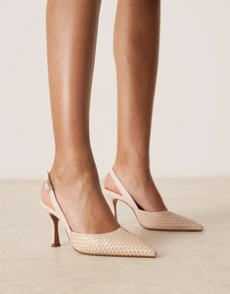 ASOS ASOS DESIGN Samber slingback stiletto heels in off white weave 1