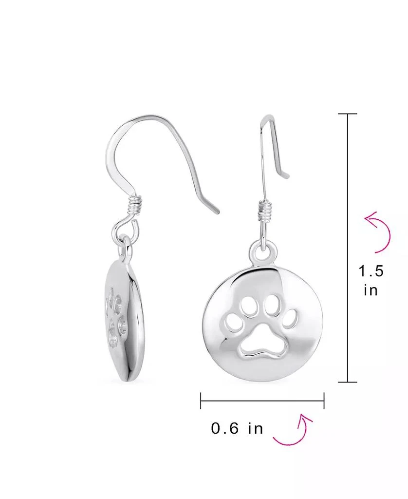 Bling Jewelry Best Friend Pet Lover Dangle Earrings with Paw Print - Sterling Silver Hooks 2