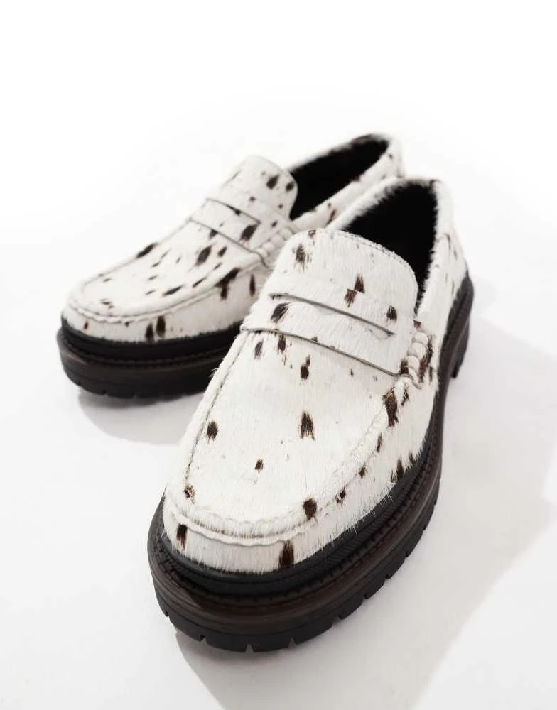 ASOS ASOS DESIGN Premium chunky loafers in cow hair 2