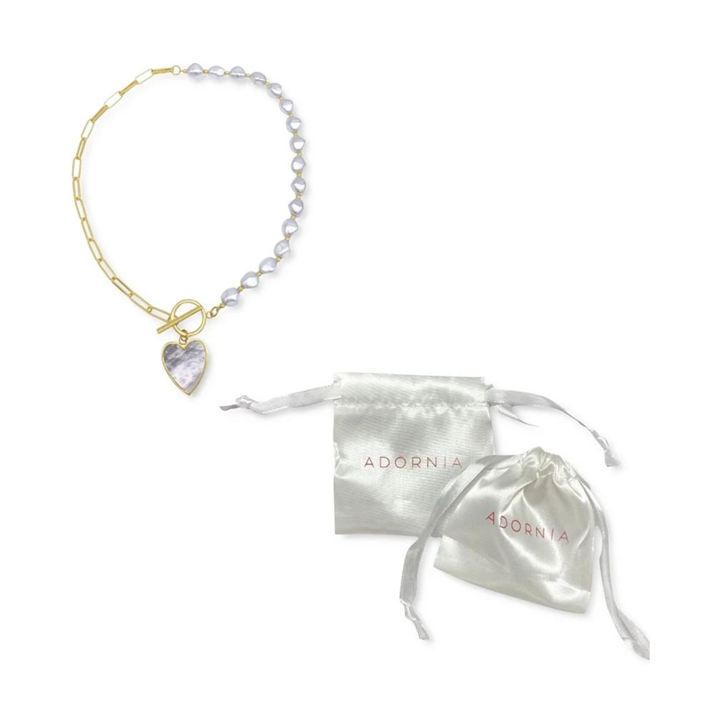 ADORNIA Imitation Pearl and Chain Heart Toggle Necklace 4