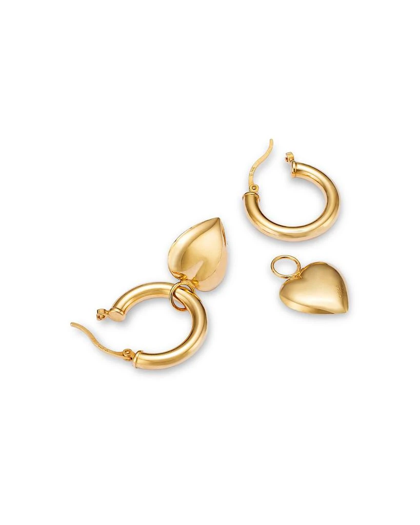 Bloomingdale's Polished Heart Dangle Hoop Earrings in 14K Yellow Gold 4