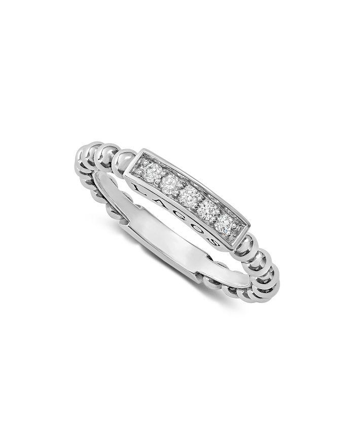 LAGOS Sterling Silver Caviar Spark Diamond Stacking Ring