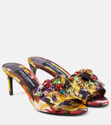 Dolce 
Gabbana Rhinestone-embellished floral satin mules 1
