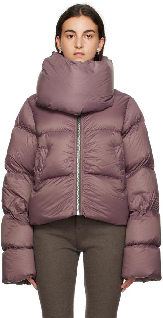 Rick Owens Purple Funnel Neck Down Jacket - Coats - Free