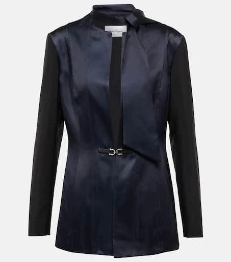 Salvatore Ferragamo Tie-neck satin blazer 1